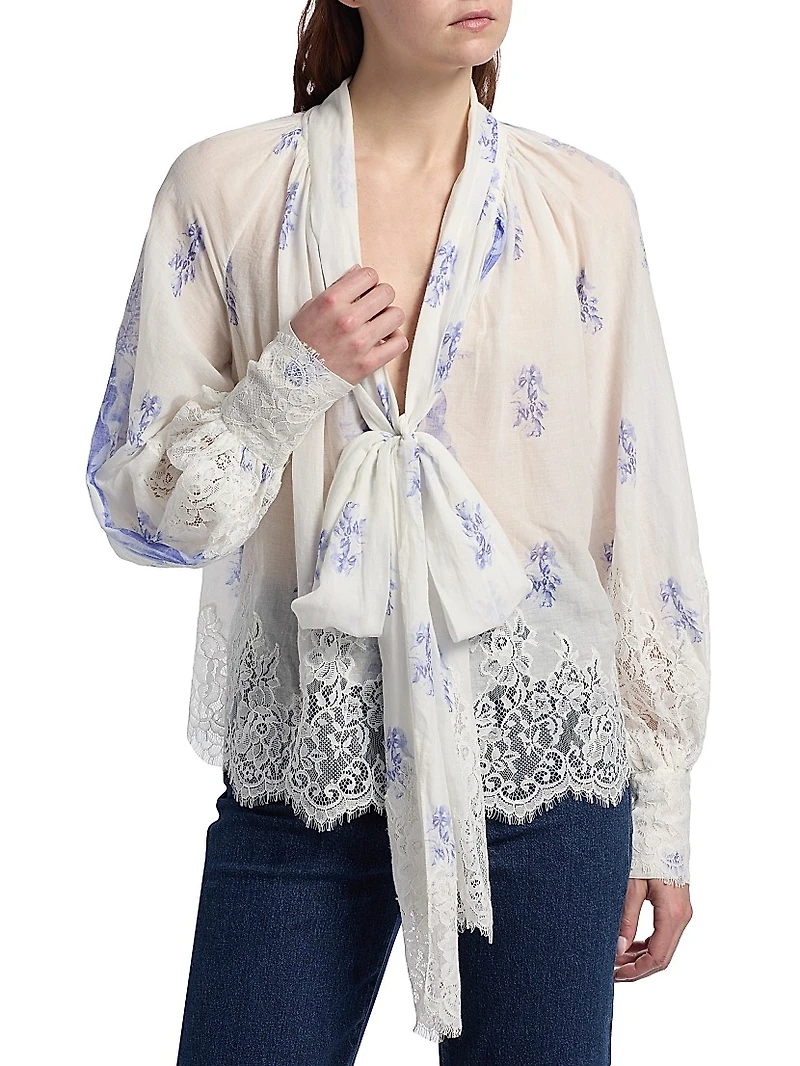 Dresner Floral Lace-Trim Top
