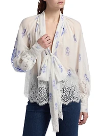 Dresner Floral Lace-Trim Top