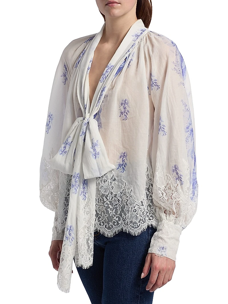 Dresner Floral Lace-Trim Top