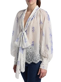 Dresner Floral Lace-Trim Top