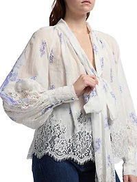 Dresner Floral Lace-Trim Top