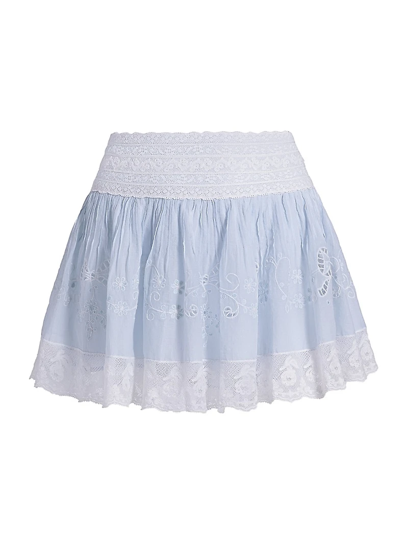Levant Lace Cotton Fit & Flare Miniskirt