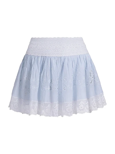 Levant Lace Cotton Fit & Flare Miniskirt
