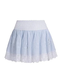 Levant Lace Cotton Fit & Flare Miniskirt