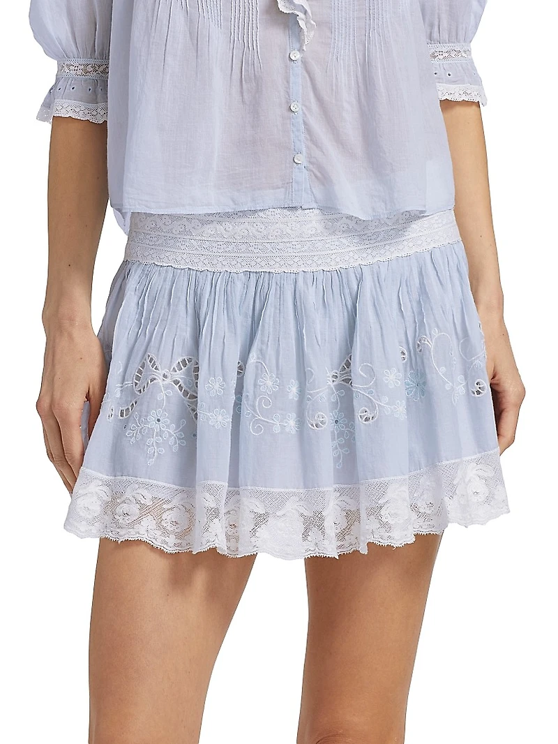 Levant Lace Cotton Fit & Flare Miniskirt