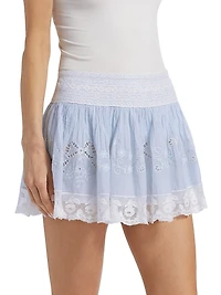 Levant Lace Cotton Fit & Flare Miniskirt