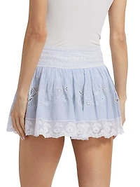 Levant Lace Cotton Fit & Flare Miniskirt