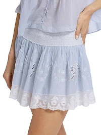 Levant Lace Cotton Fit & Flare Miniskirt