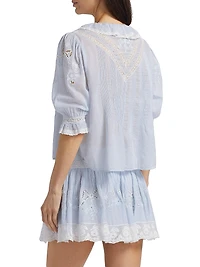 Sinora Ruffled & Lace Cotton Top