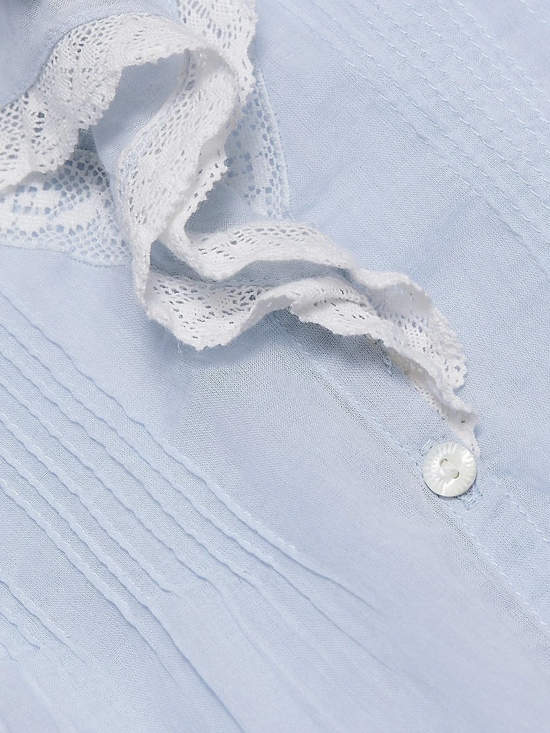 Sinora Ruffled & Lace Cotton Top