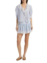 Sinora Ruffled & Lace Cotton Top