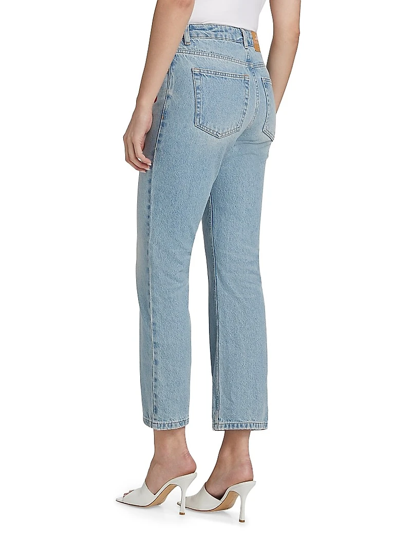 Sami Embroidered Cherry Crop Jeans