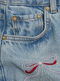 Sami Embroidered Cherry Crop Jeans