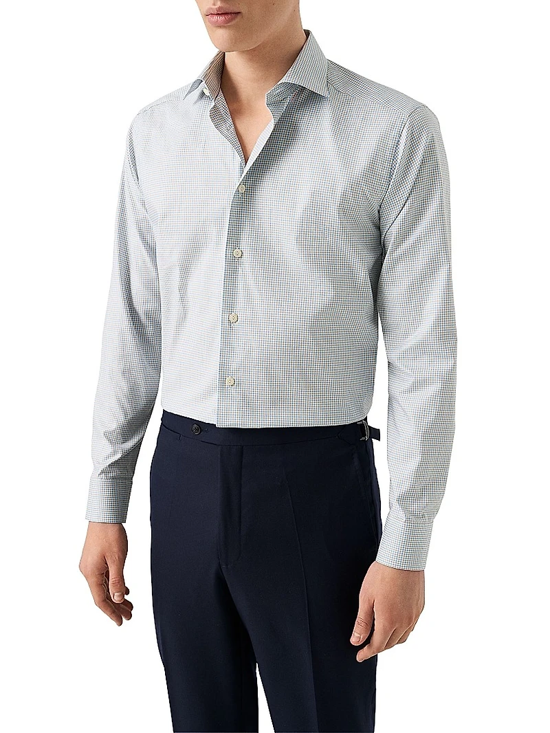 Slim-Fit Tattersall Check Button-Front Shirt