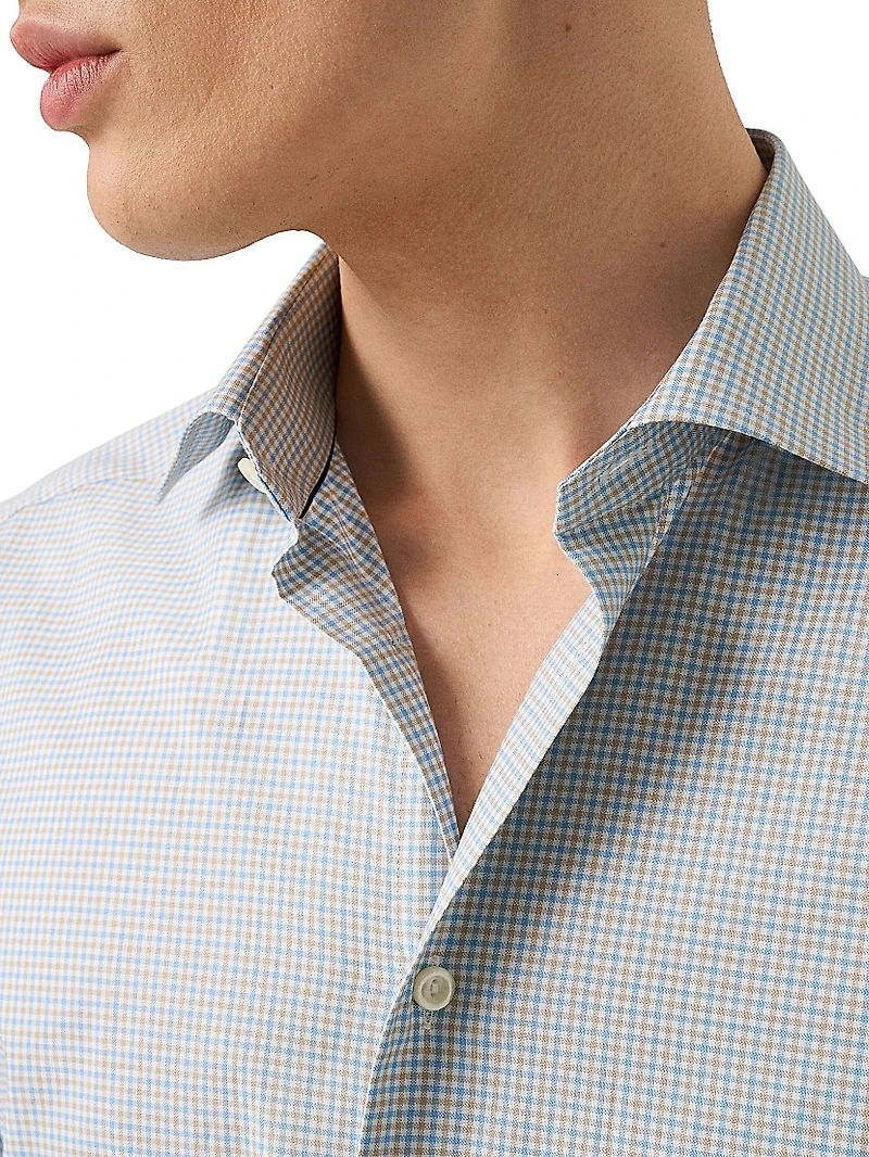 Slim-Fit Tattersall Check Button-Front Shirt