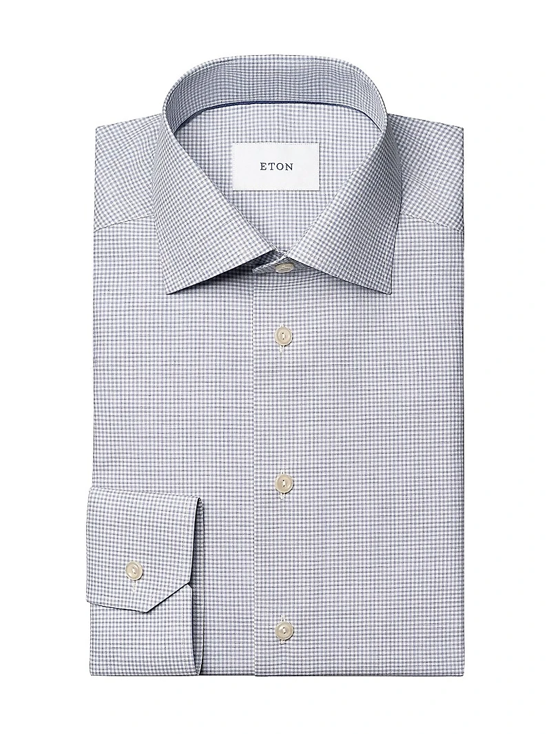 Contemporary-Fit Melange Neat Check Button-Front Shirt