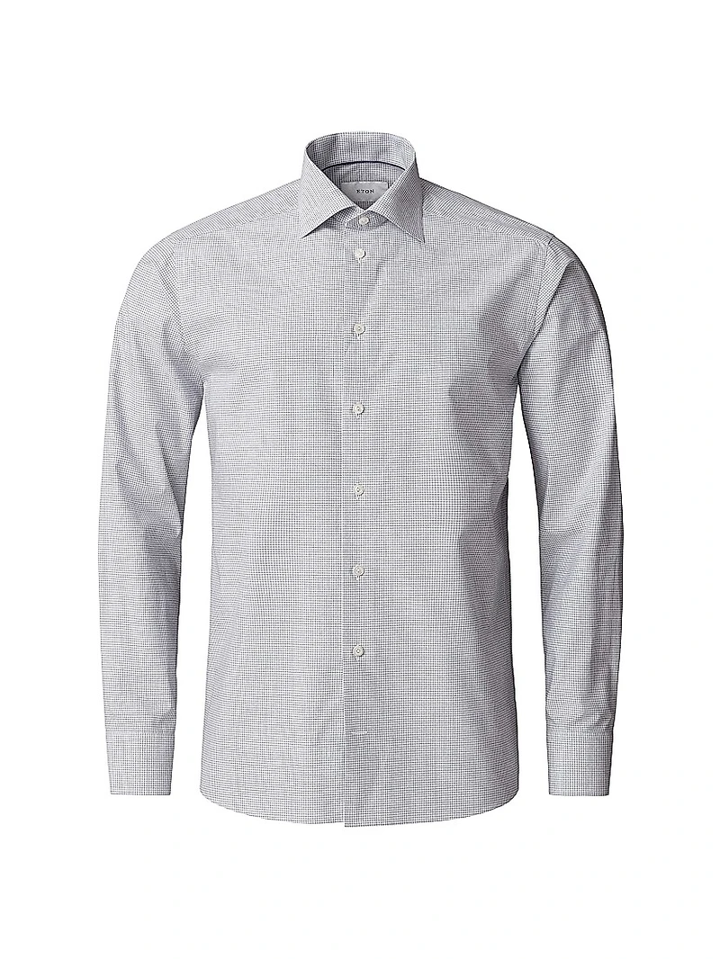 Contemporary-Fit Melange Neat Check Button-Front Shirt