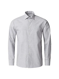 Contemporary-Fit Melange Neat Check Button-Front Shirt
