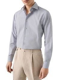 Contemporary-Fit Melange Neat Check Button-Front Shirt