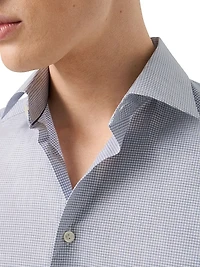 Contemporary-Fit Melange Neat Check Button-Front Shirt