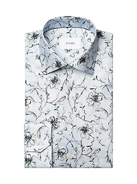 Slim-Fit Floral Button-Front Shirt