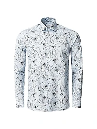 Slim-Fit Floral Button-Front Shirt