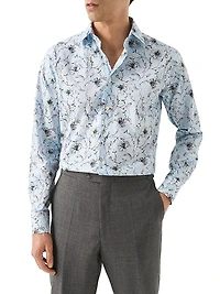 Slim-Fit Floral Button-Front Shirt