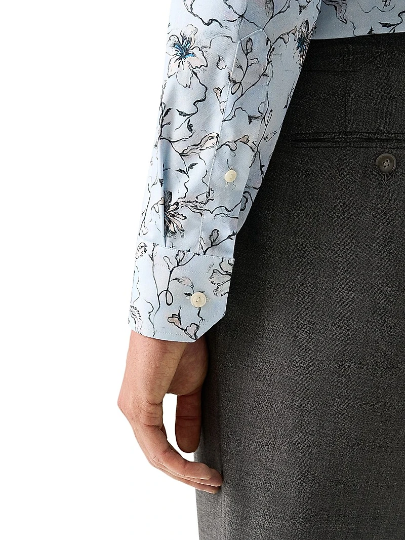 Slim-Fit Floral Button-Front Shirt