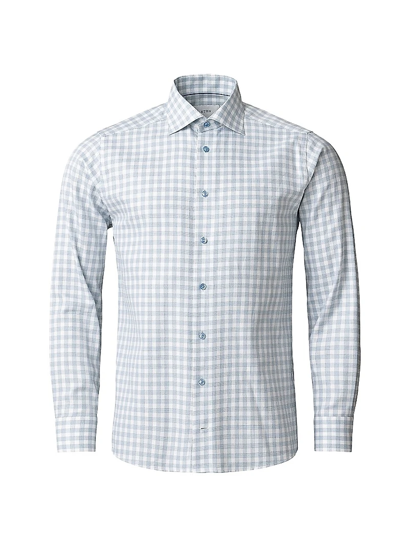 Contemporary-Fit Check Twill Button-Front Shirt