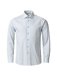 Contemporary-Fit Check Twill Button-Front Shirt