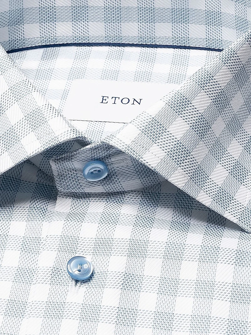 Contemporary-Fit Check Twill Button-Front Shirt