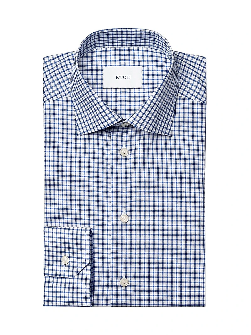 Slim-Fit Grid Check Button-Front Shirt
