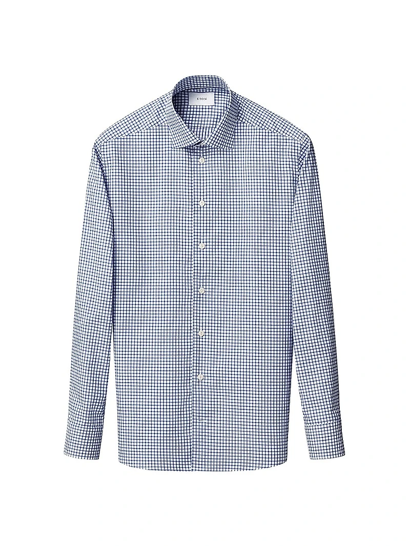 Slim-Fit Grid Check Button-Front Shirt
