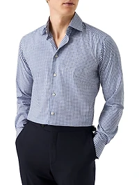 Slim-Fit Grid Check Button-Front Shirt