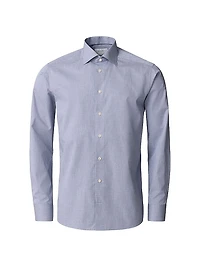 Slim-Fit Melange Solid Button-Front Shirt