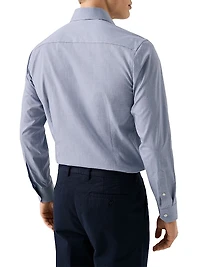 Slim-Fit Melange Solid Button-Front Shirt