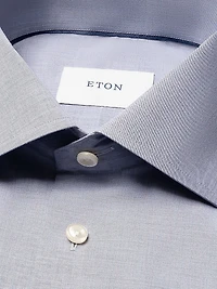 Slim-Fit Melange Solid Button-Front Shirt