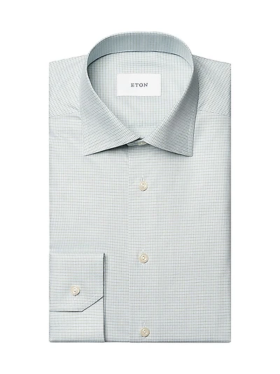 Contemporary-Fit Neat Check Button-Front Shirt
