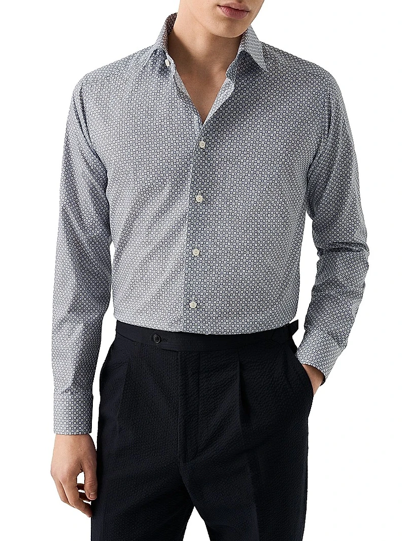 Contemporary-Fit Medallion Button-Front Shirt