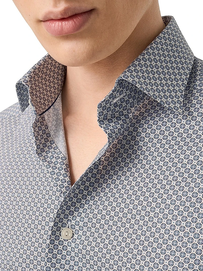 Contemporary-Fit Medallion Button-Front Shirt