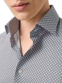 Contemporary-Fit Medallion Button-Front Shirt