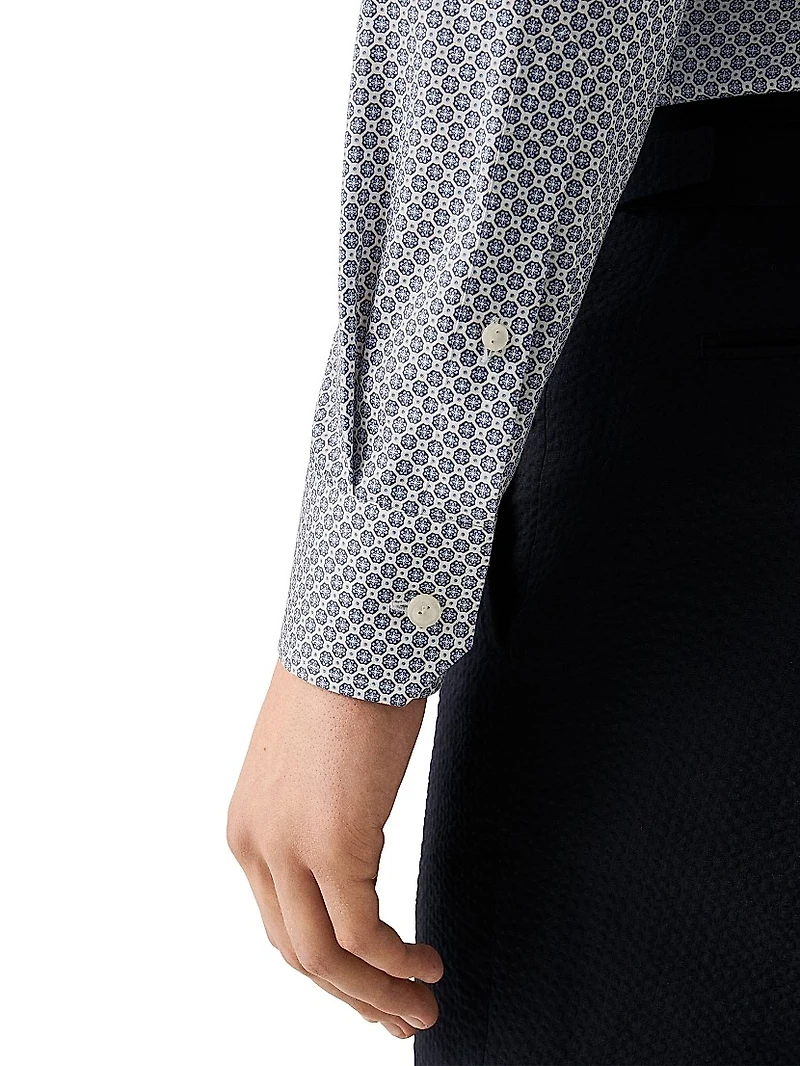 Contemporary-Fit Medallion Button-Front Shirt