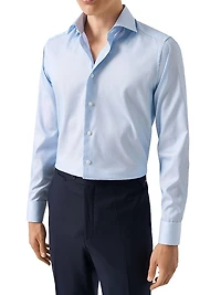 Contemporary-Fit Textured Solid Elevated Shirt