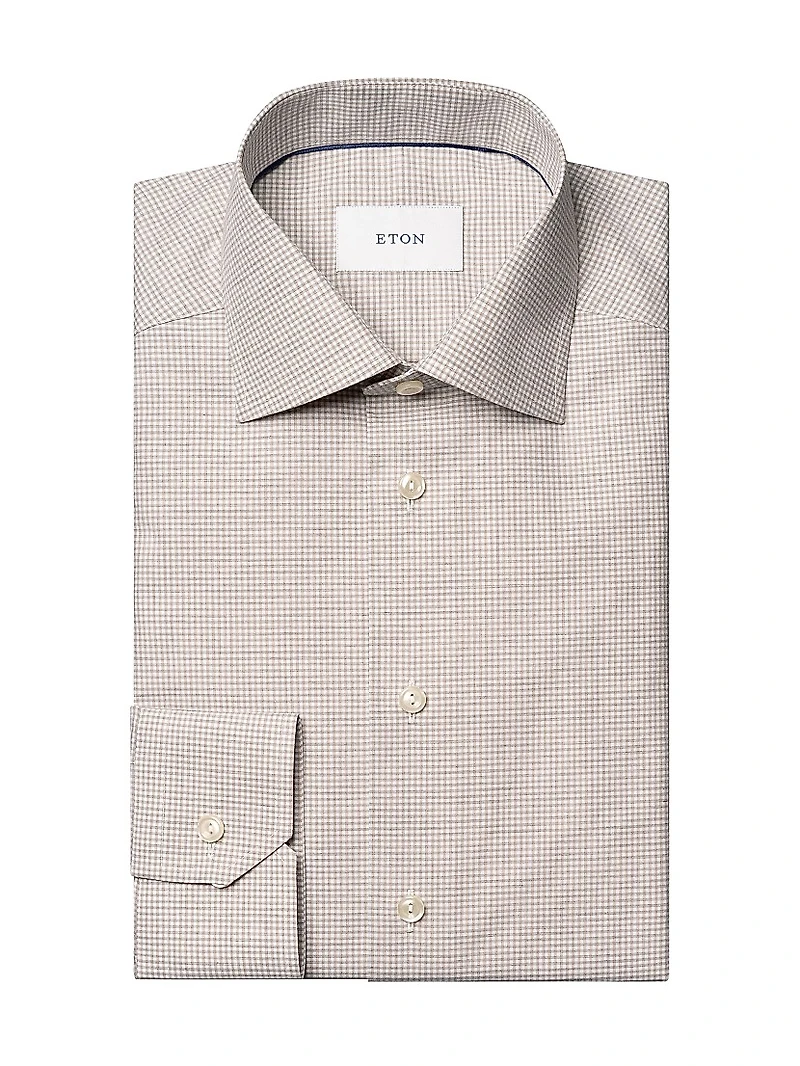 Slim-Fit Melange Gingham Button-Front Shirt