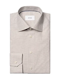 Slim-Fit Melange Gingham Button-Front Shirt