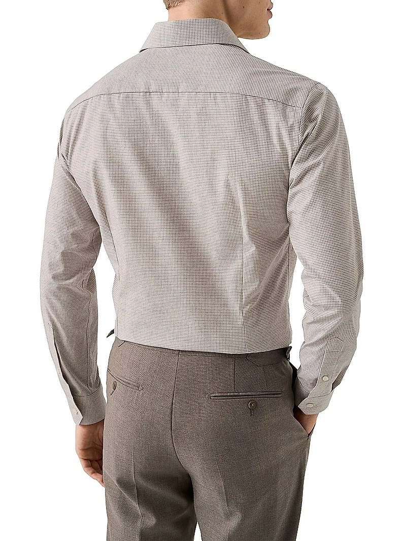 Slim-Fit Melange Gingham Button-Front Shirt