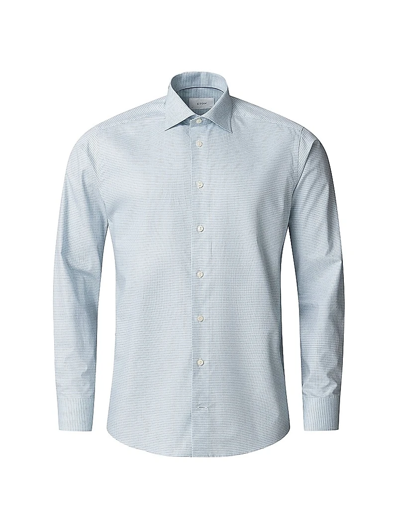Slim-Fit Neat Check Button-Front Shirt
