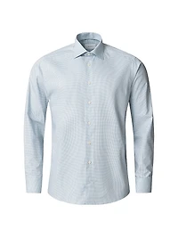 Slim-Fit Neat Check Button-Front Shirt