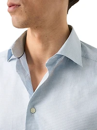 Slim-Fit Neat Check Button-Front Shirt