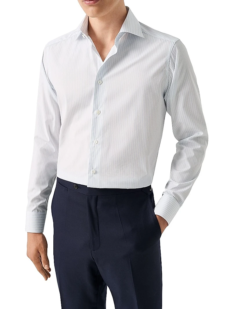 Contemporary-Fit Striped Button-Front Shirt